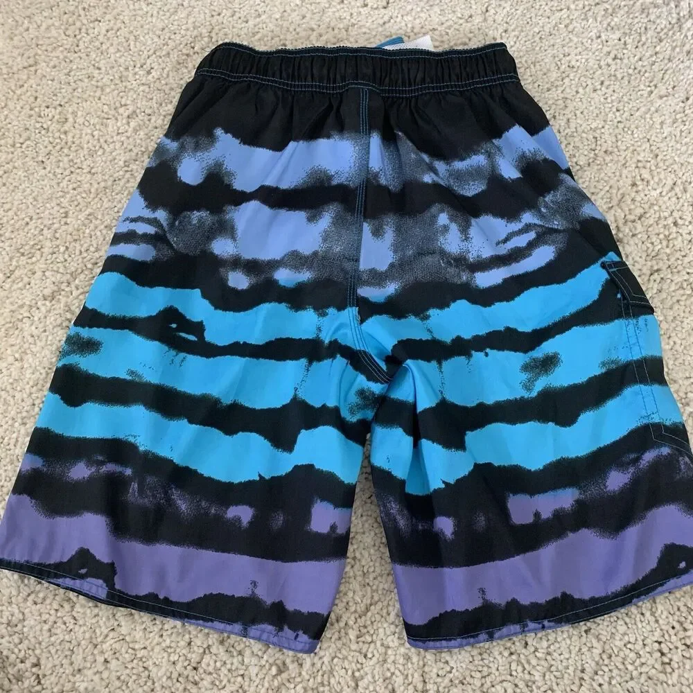 Harrahs Casino Swim Trunks Mens S Tiger Print Board Shorts Blue Purple Lined